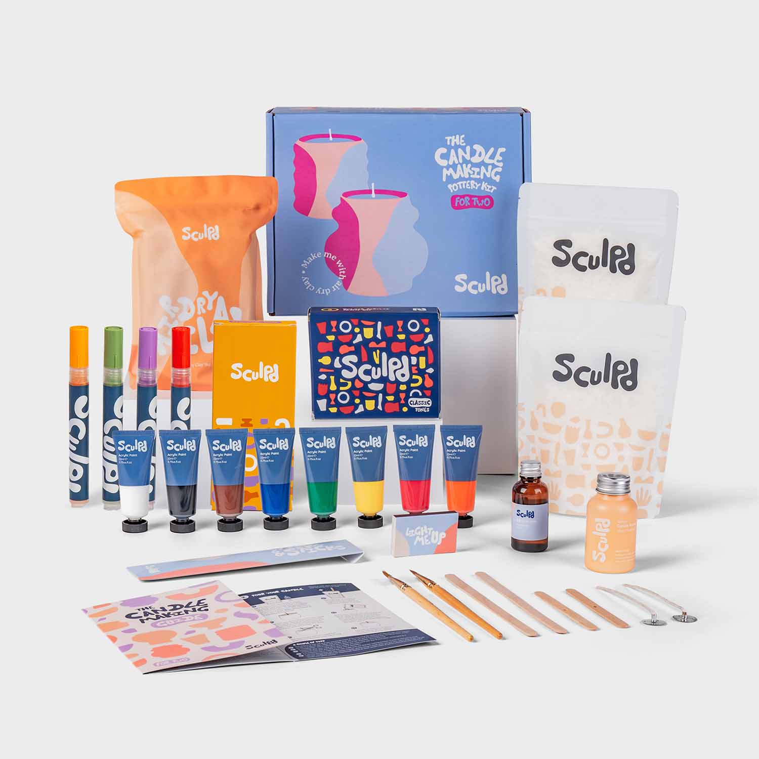 Sculpd candle making kit for two with Classic tones and Bloomsbury Pens