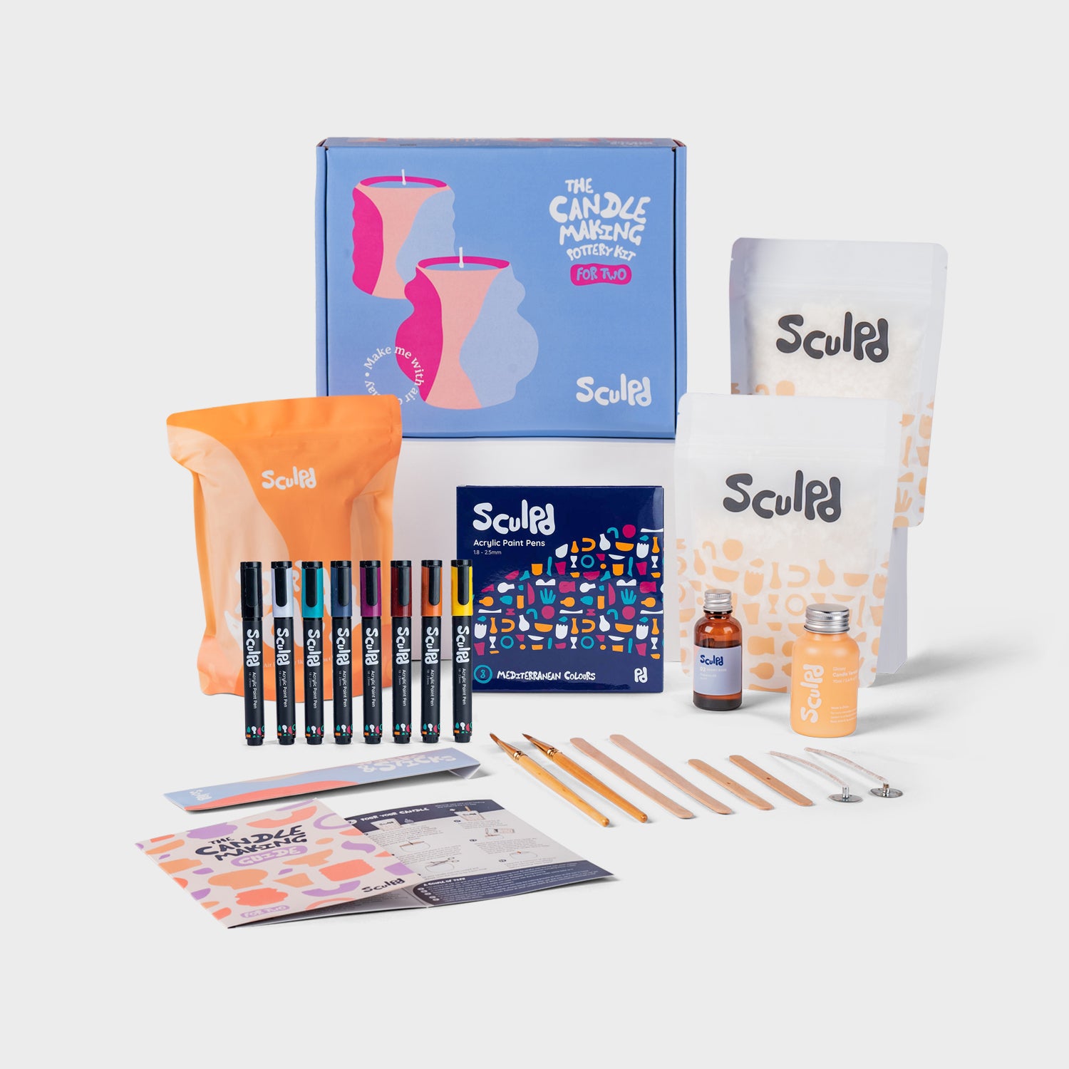 Sculpd Candle Making Kit for Two with Mediterranean Colour Pens