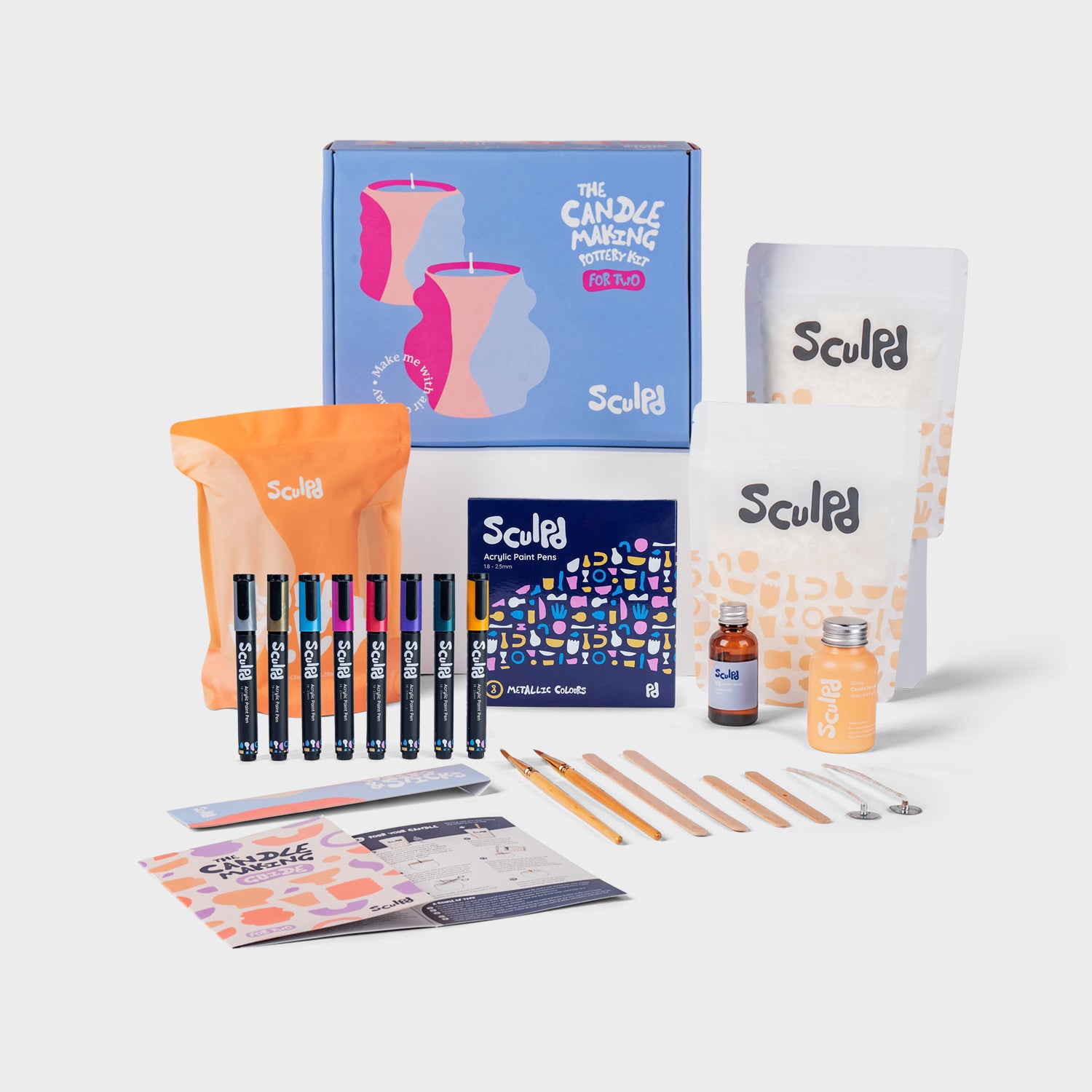 Sculpd Candle Making Kit for Two with Metallic Colour Pens