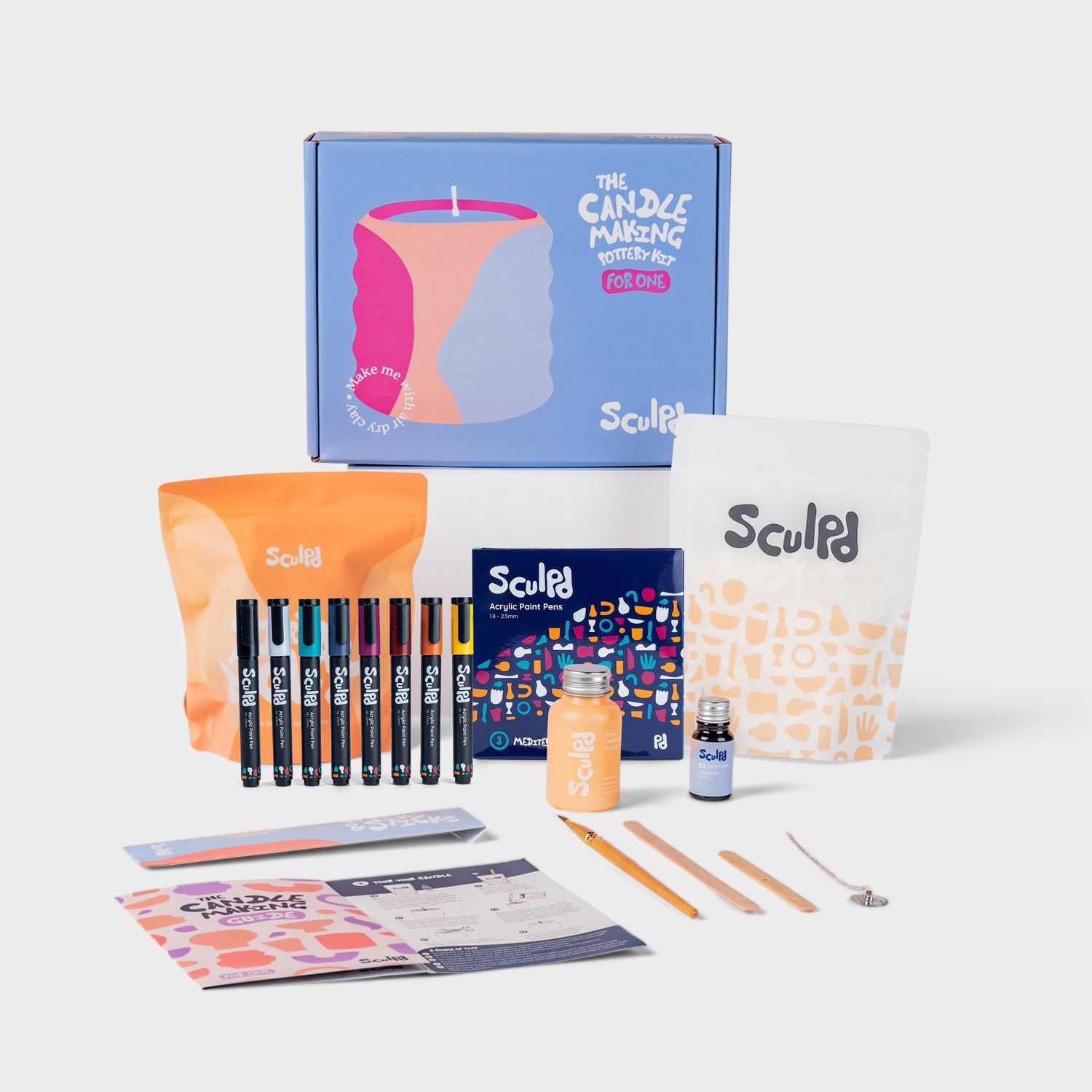 Sculpd Candle Making Kit for One with Mediterranean Colour Pens