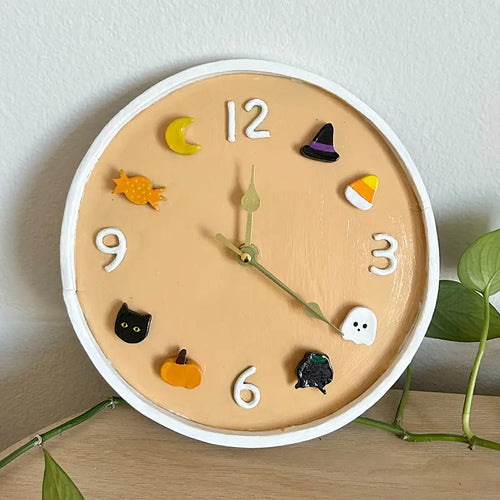 Halloween-themed clock sculpted with Sculpd Pottery Kit