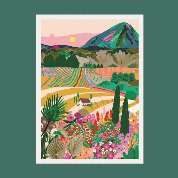 Italian Countryside with coloured background