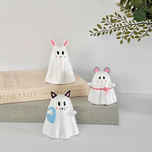 3 small mean girl ghosts pottery creation