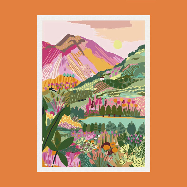 Rainbow Mountain with coloured background