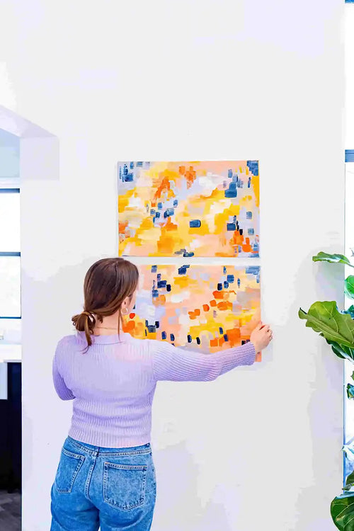 Colorful abstract with 2 small canvas painting kit