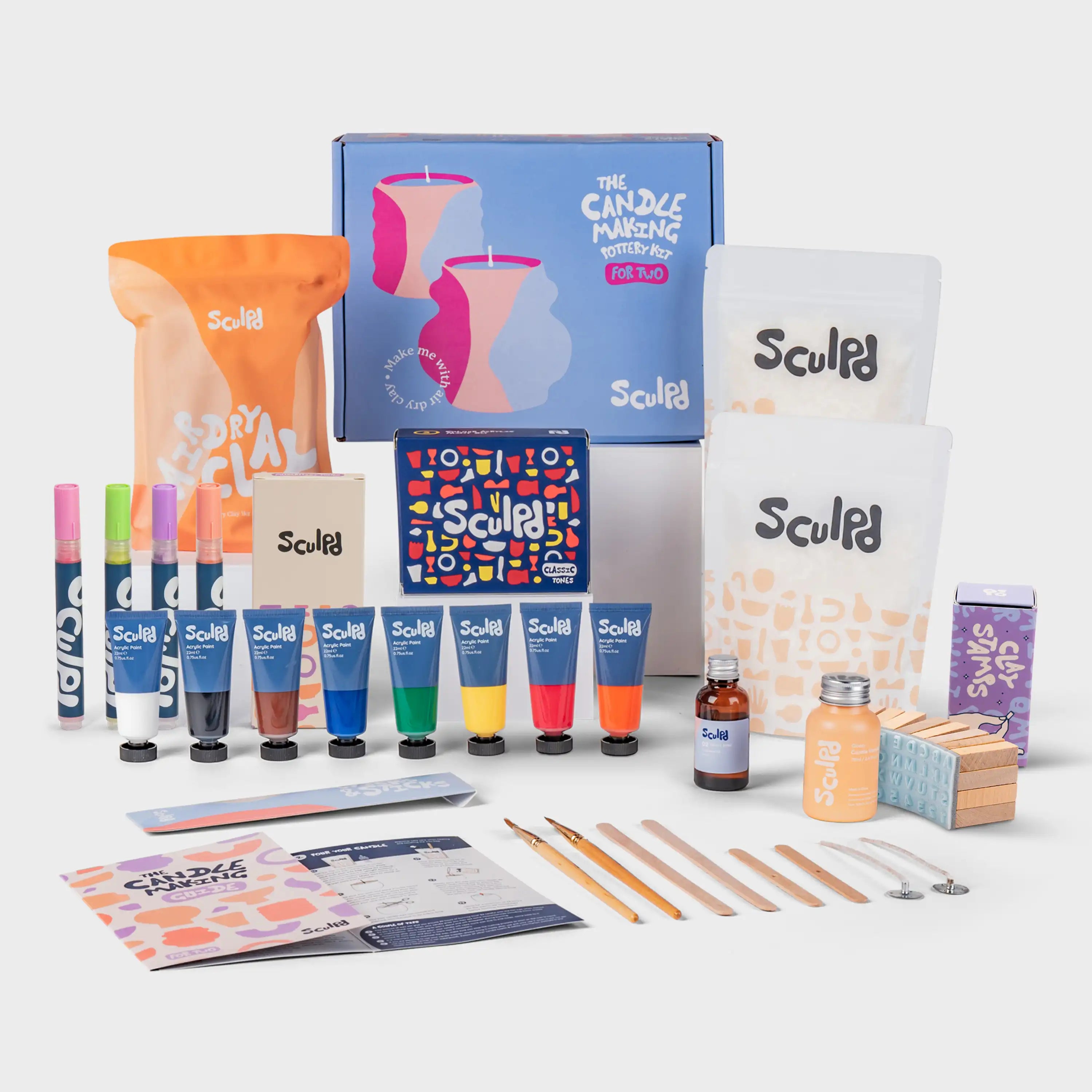 Ultimate candle bundle Classic paints with Modernist pens and clay letter stamps