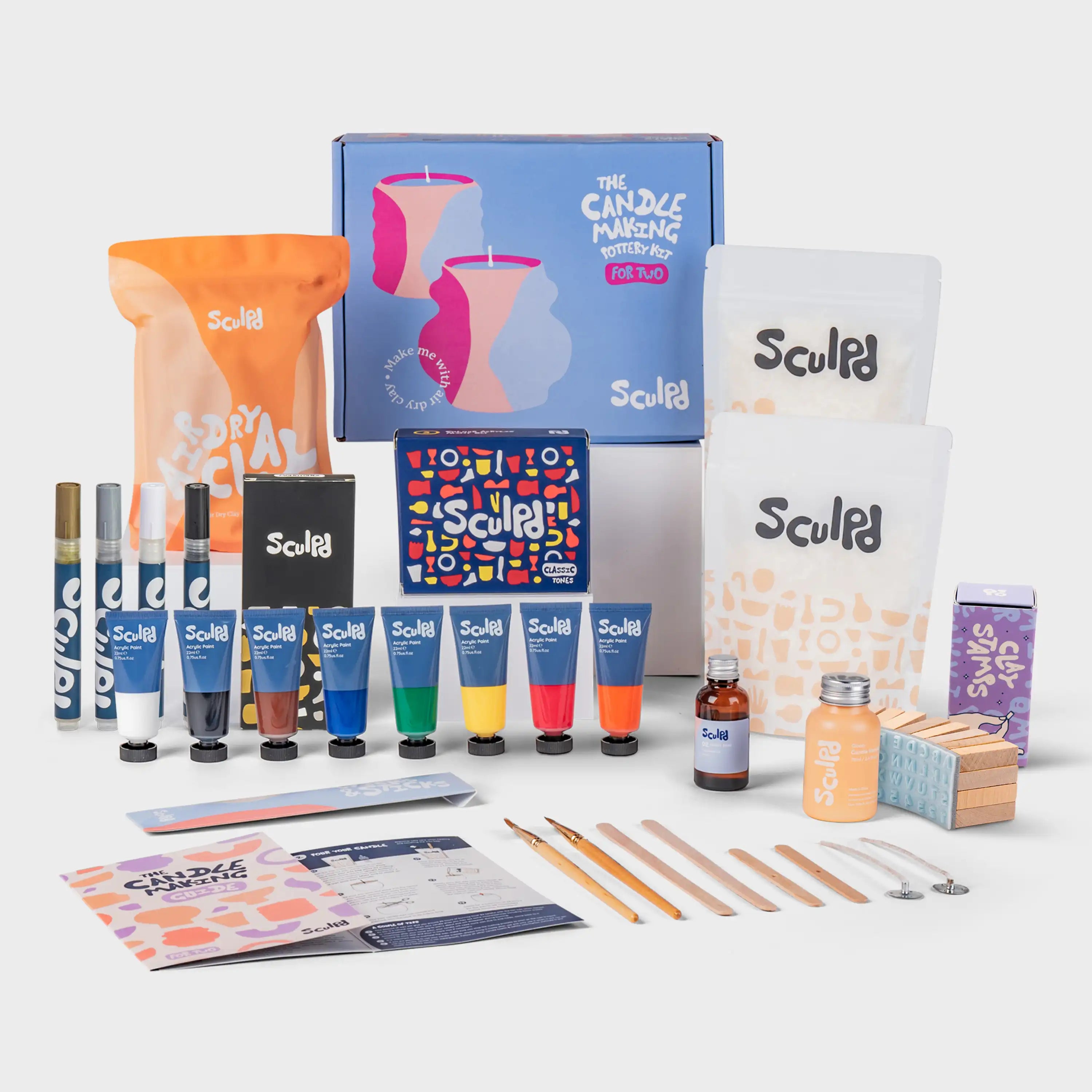 Ultimate candle bundle Classic paints with Monotones pens and clay letter stamps