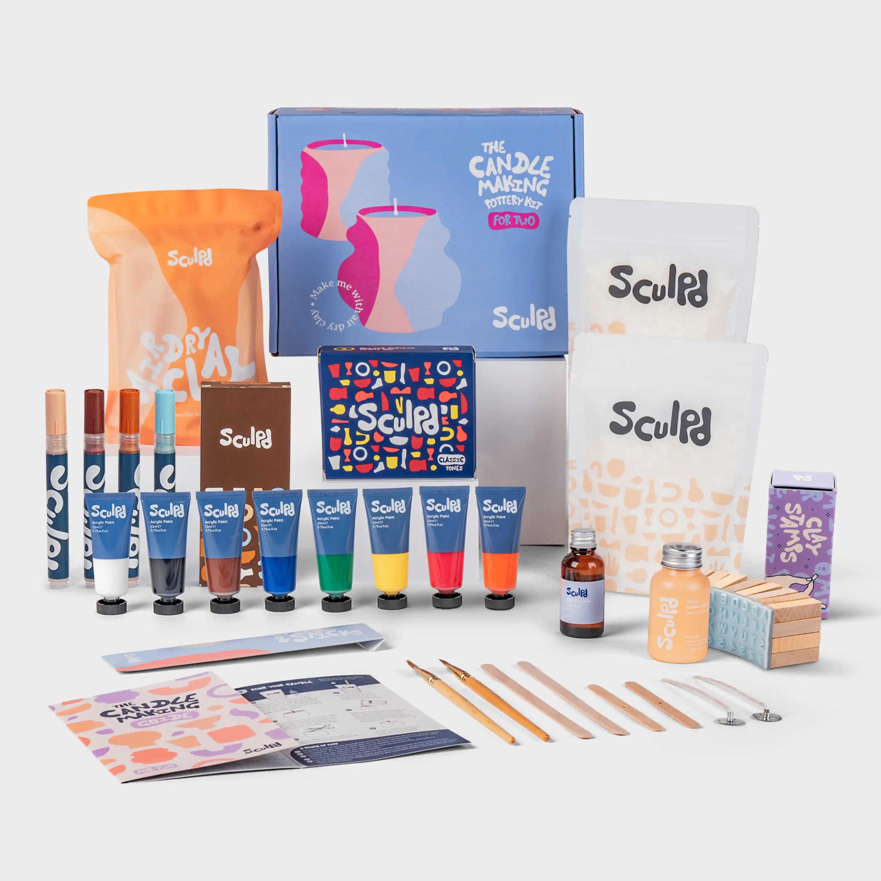 Ultimate candle bundle classic paints with Terracotta pens and clay letter stamps