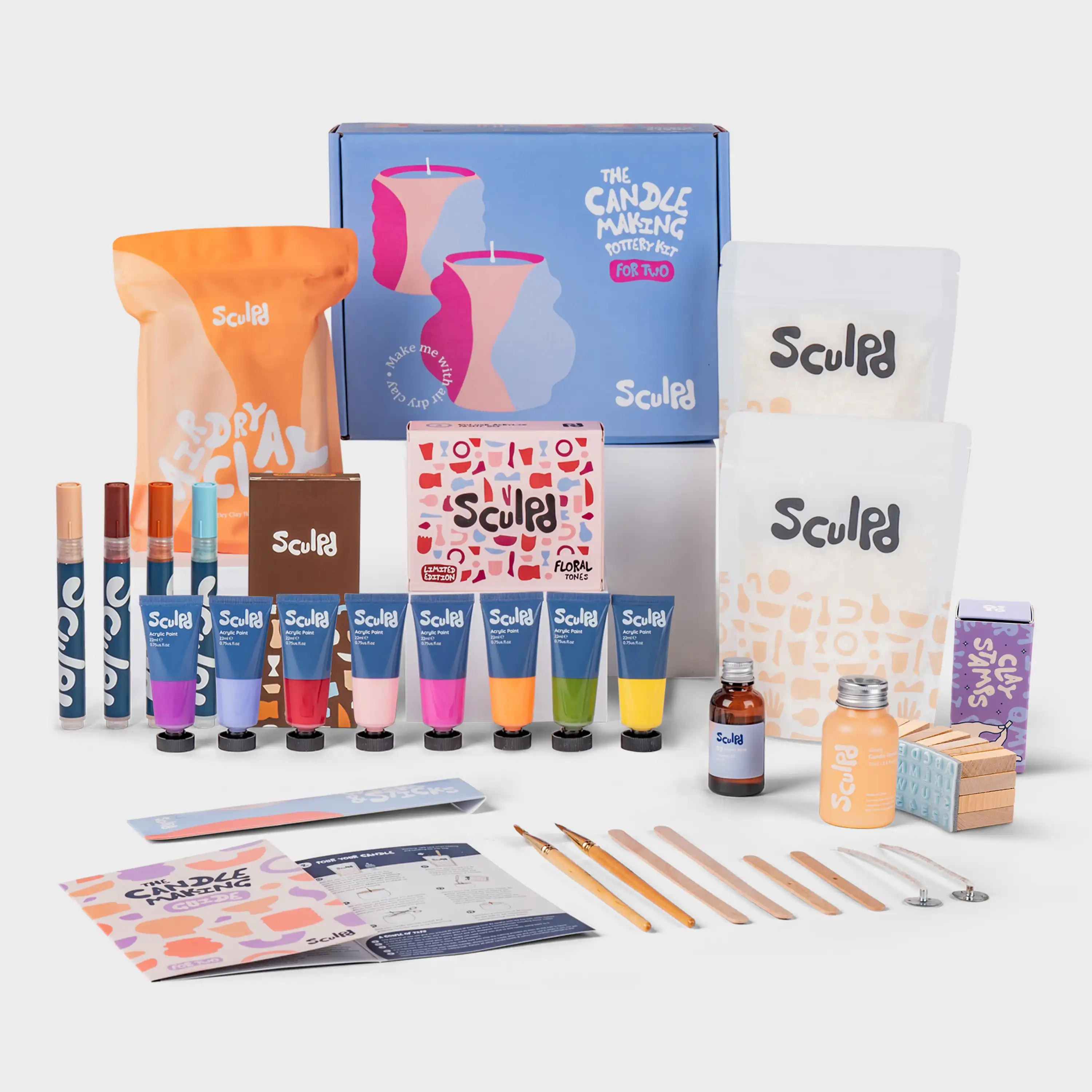 Ultimate candle bundle Floral paints with Terracotta pens and clay letter stamps