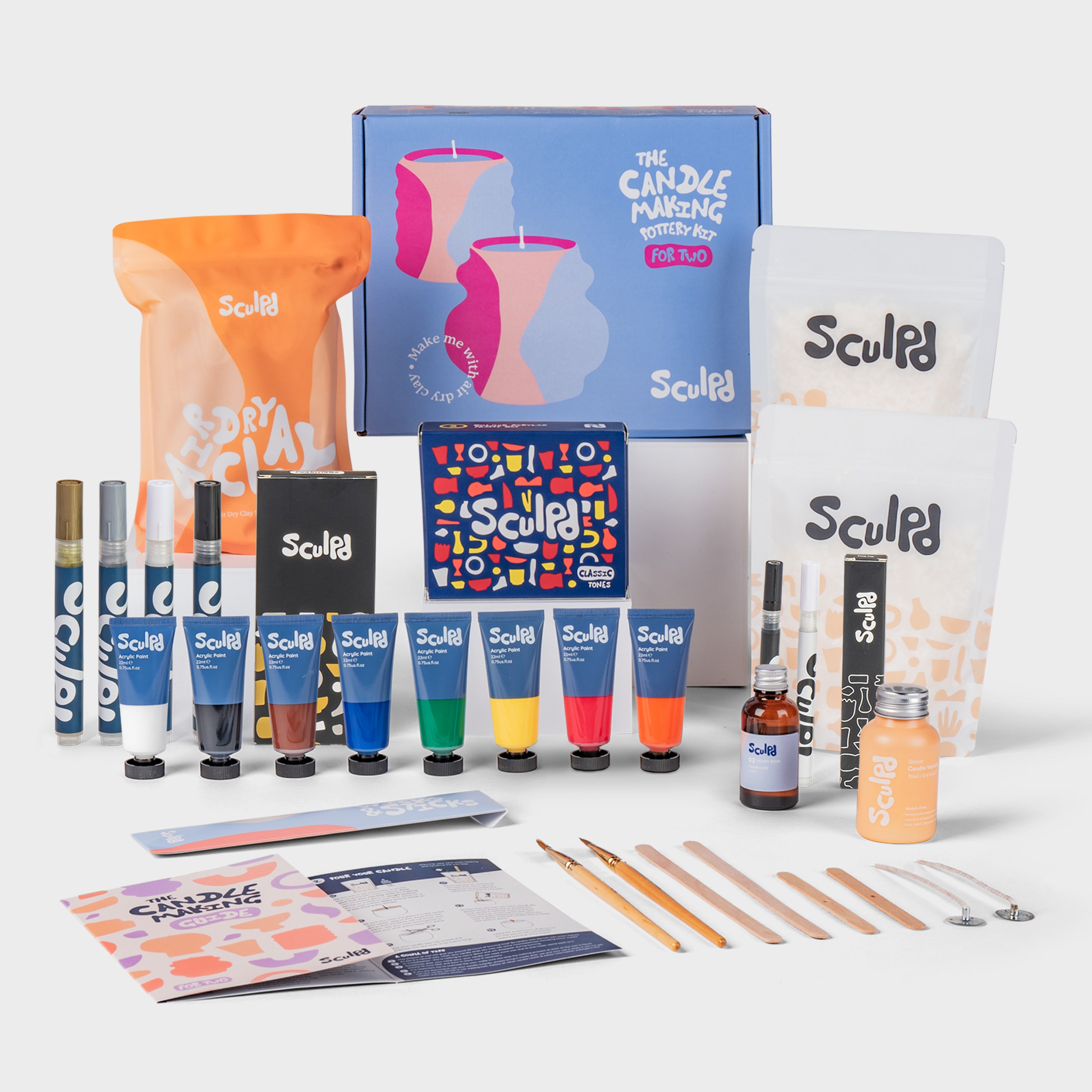Sculpd Ultimate Candle with Classic Paints, Monotones, and Fine Tip Pens Set
