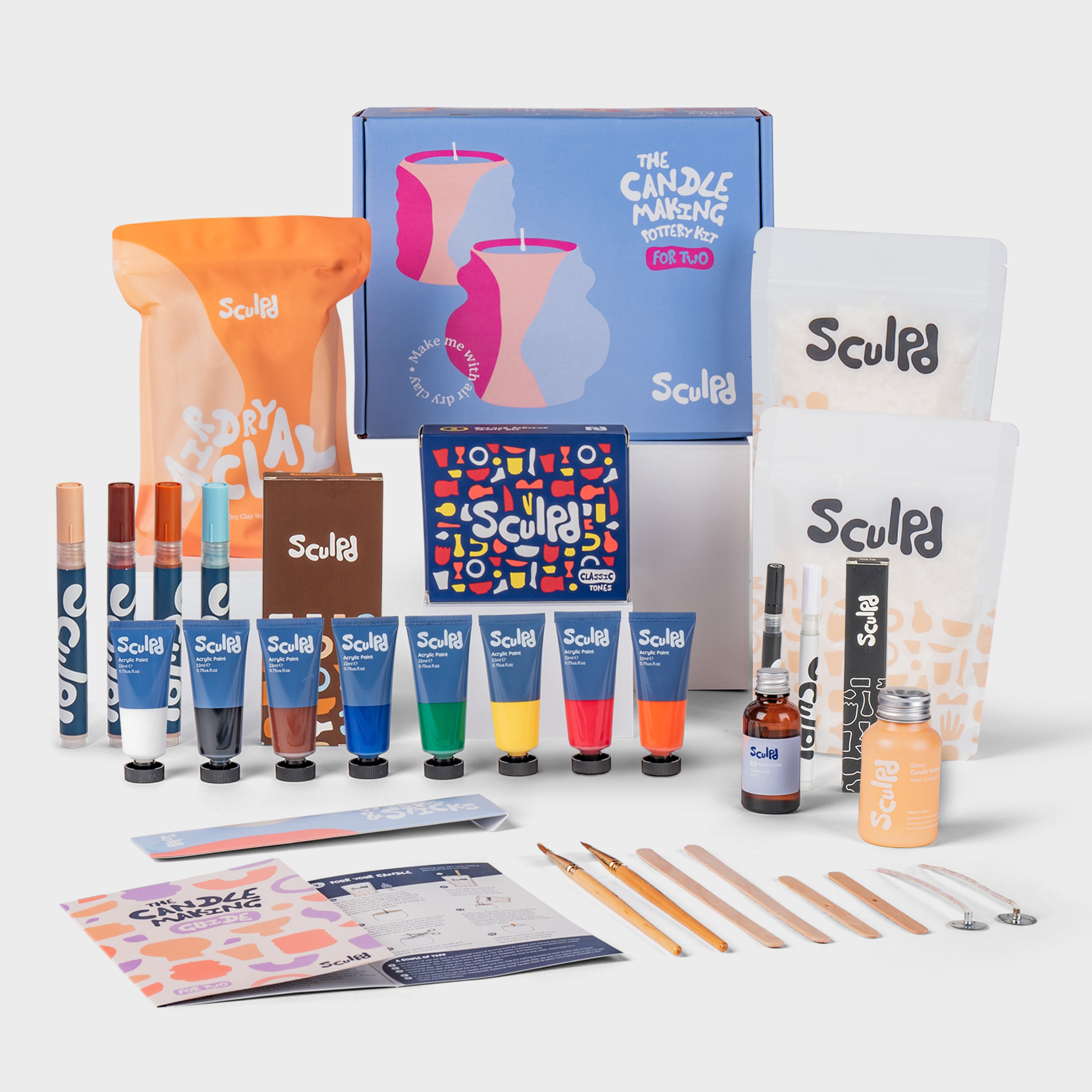 Sculpd Ultimate Candle with Classic Paints, Terracotta, and Fine Tip Pens Set