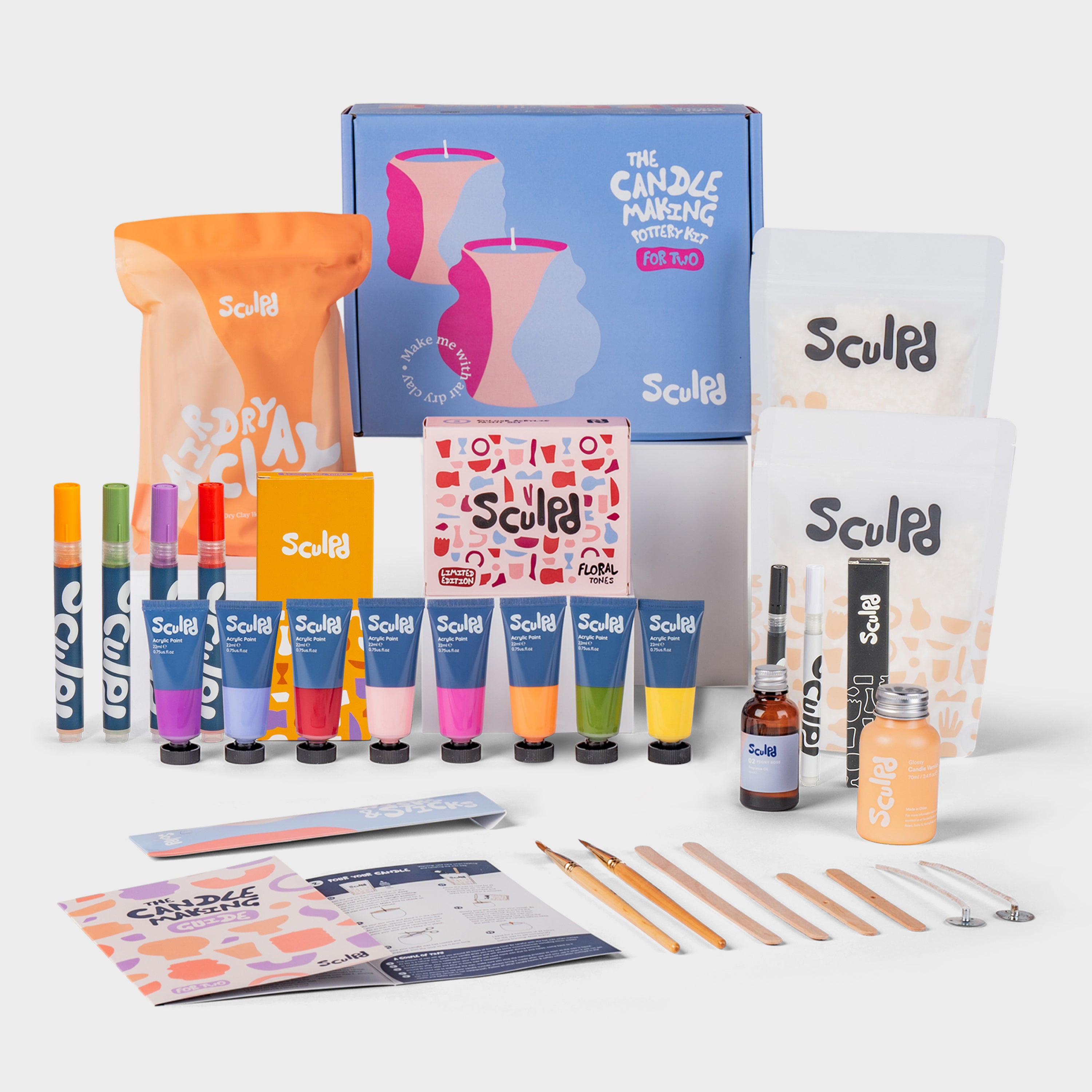 Sculpd Ultimate Candle with Floral Paints Bloomsbury and Fine Tip Pens Set