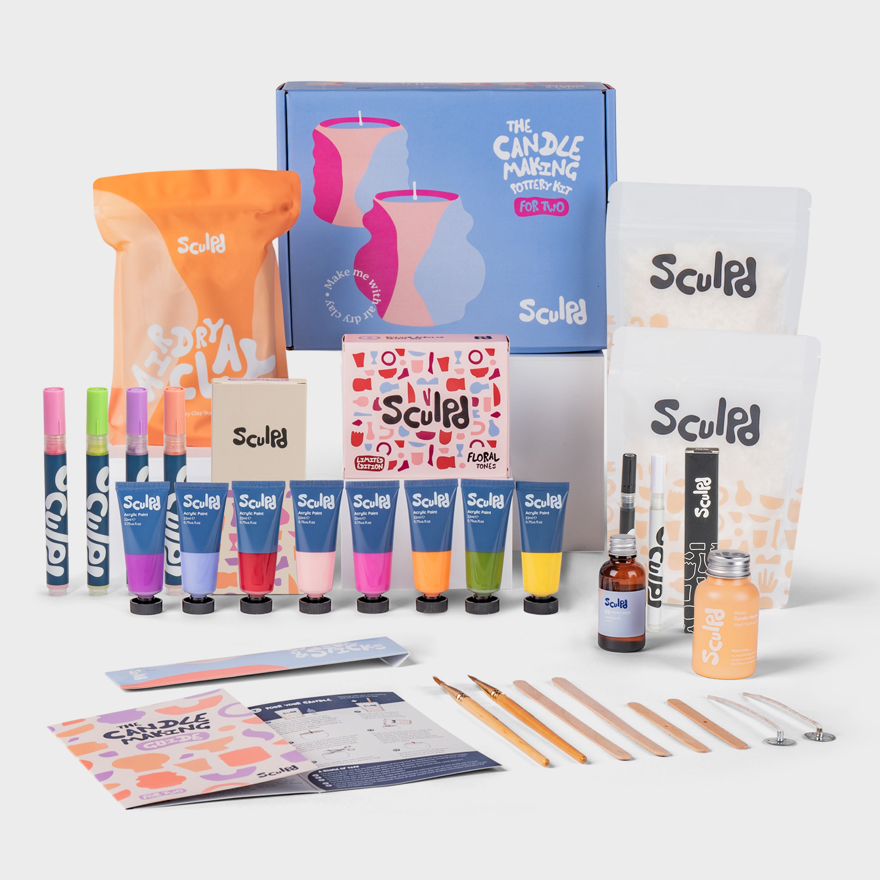 Sculpd Ultimate Candle with Floral Paints Modernist and Fine Tip Pens Set