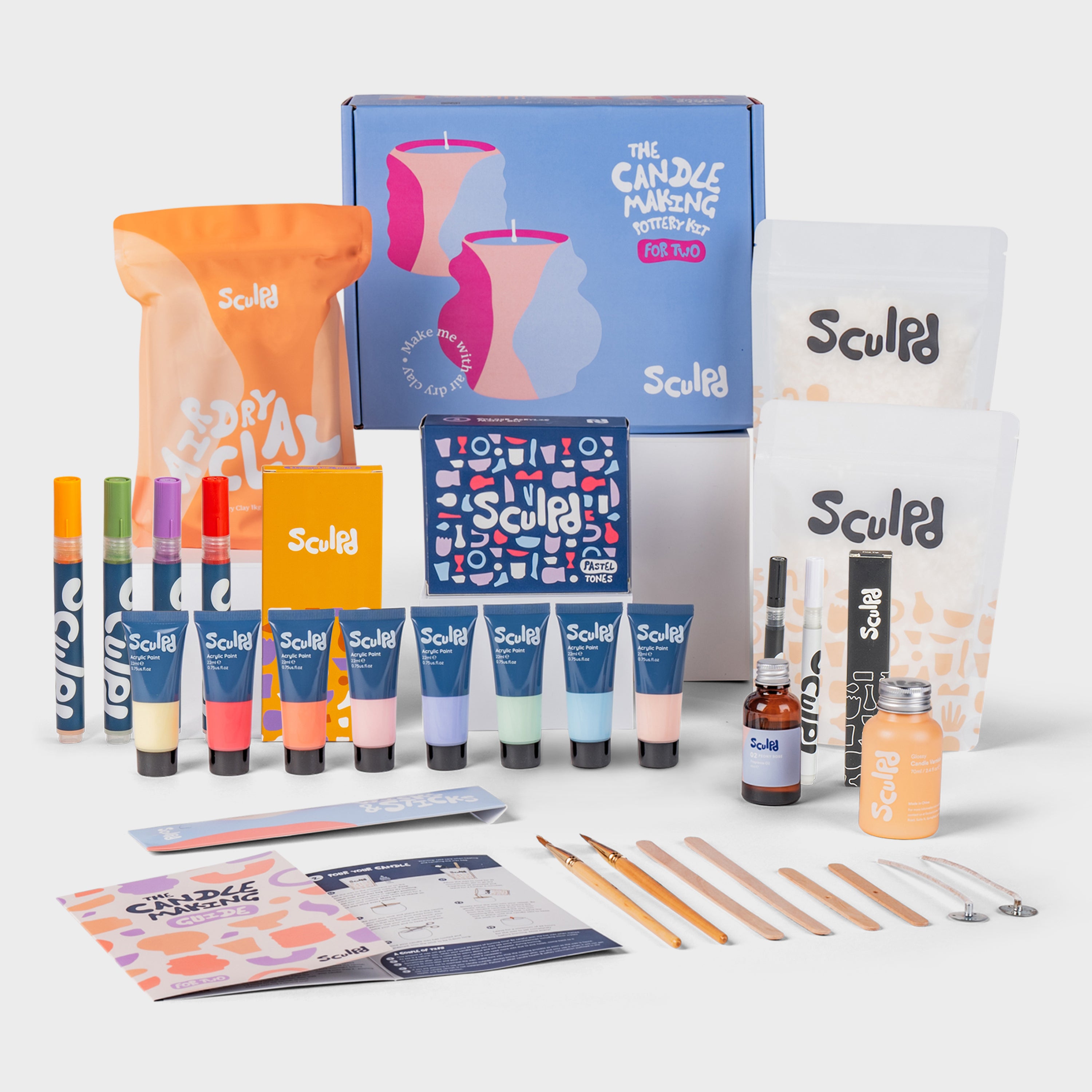 Sculpd Ultimate Candle with Pastel Paints, Bloomsbury, and Fine Tip Pens Set